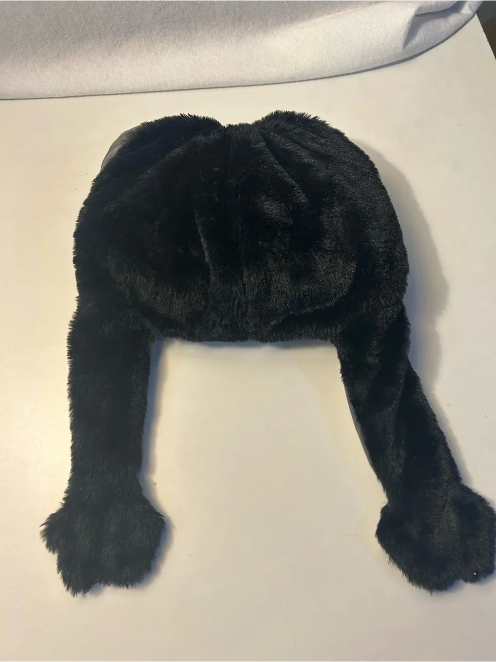 Plush Black Cat Earflap Hat with Pink Paw Mitts - Kids Accessories